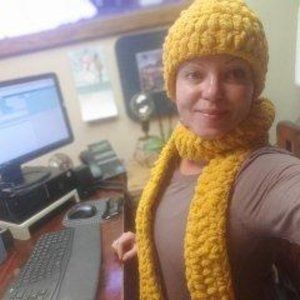 Hand crocheted beanie hat and matching scarf